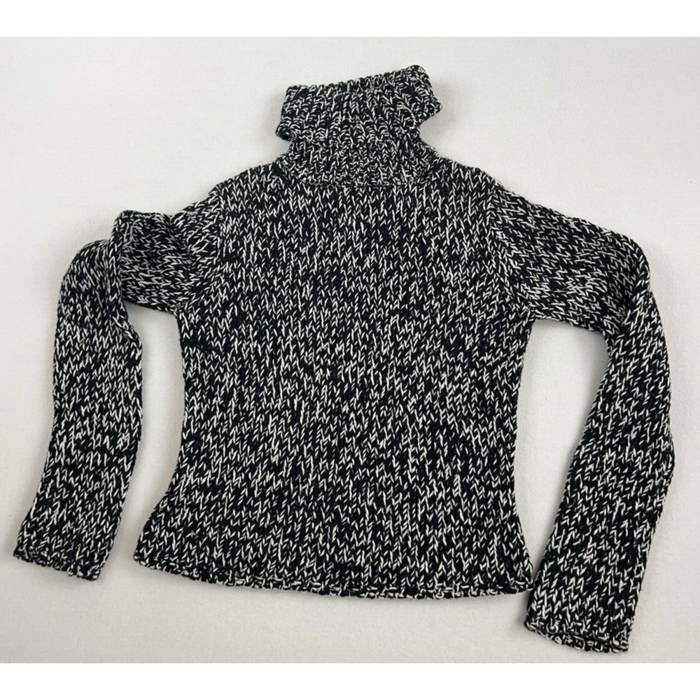 Vtg Moda International Womens Turtleneck Sweater Sz M Chunky Y2K‎ Black Preppy